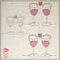 Wine Toast Machine Embroidery Design – Valentine’s Day Celebration, Wine Glass Love Embroidery, Romantic Toast Pattern, 4 Sizes (0452)