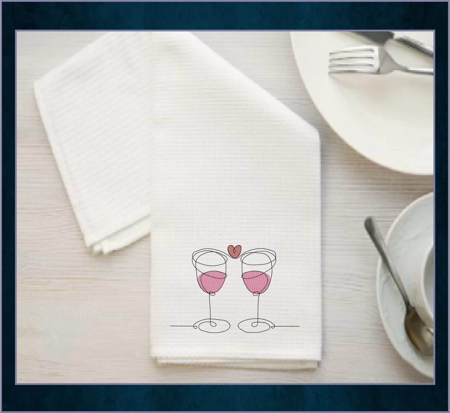 Wine Toast Machine Embroidery Design – Valentine’s Day Celebration, Wine Glass Love Embroidery, Romantic Toast Pattern, 4 Sizes (0452)