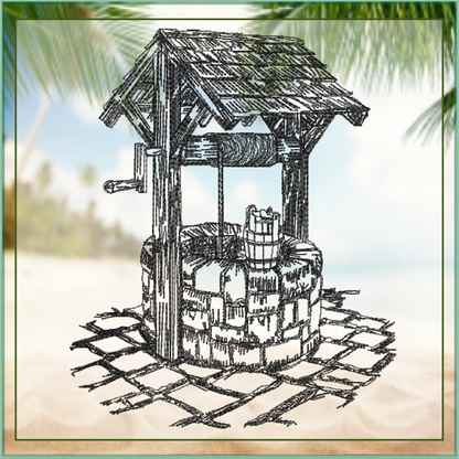 Wishing Well Sketch Machine Embroidery Design | Artistic Landscape Line Art | 6 Sizes (0691)