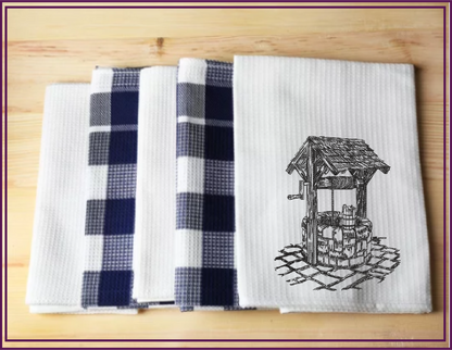 Wishing Well Sketch Machine Embroidery Design | Artistic Landscape Line Art | 6 Sizes (0691)