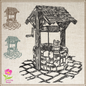Wishing Well Sketch Machine Embroidery Design | Artistic Landscape Line Art | 6 Sizes (0691)