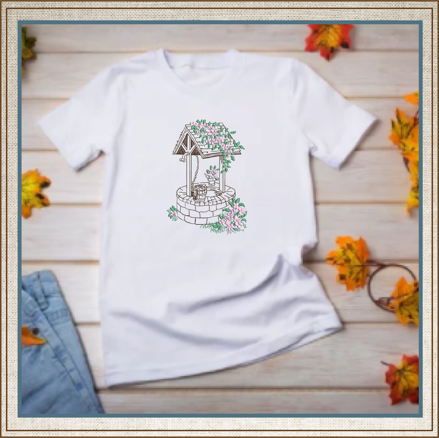 Wishing Well Machine Embroidery Design | Artistic Sketch Landscape | Home and Garden Line Art | 6 Sizes (0732)