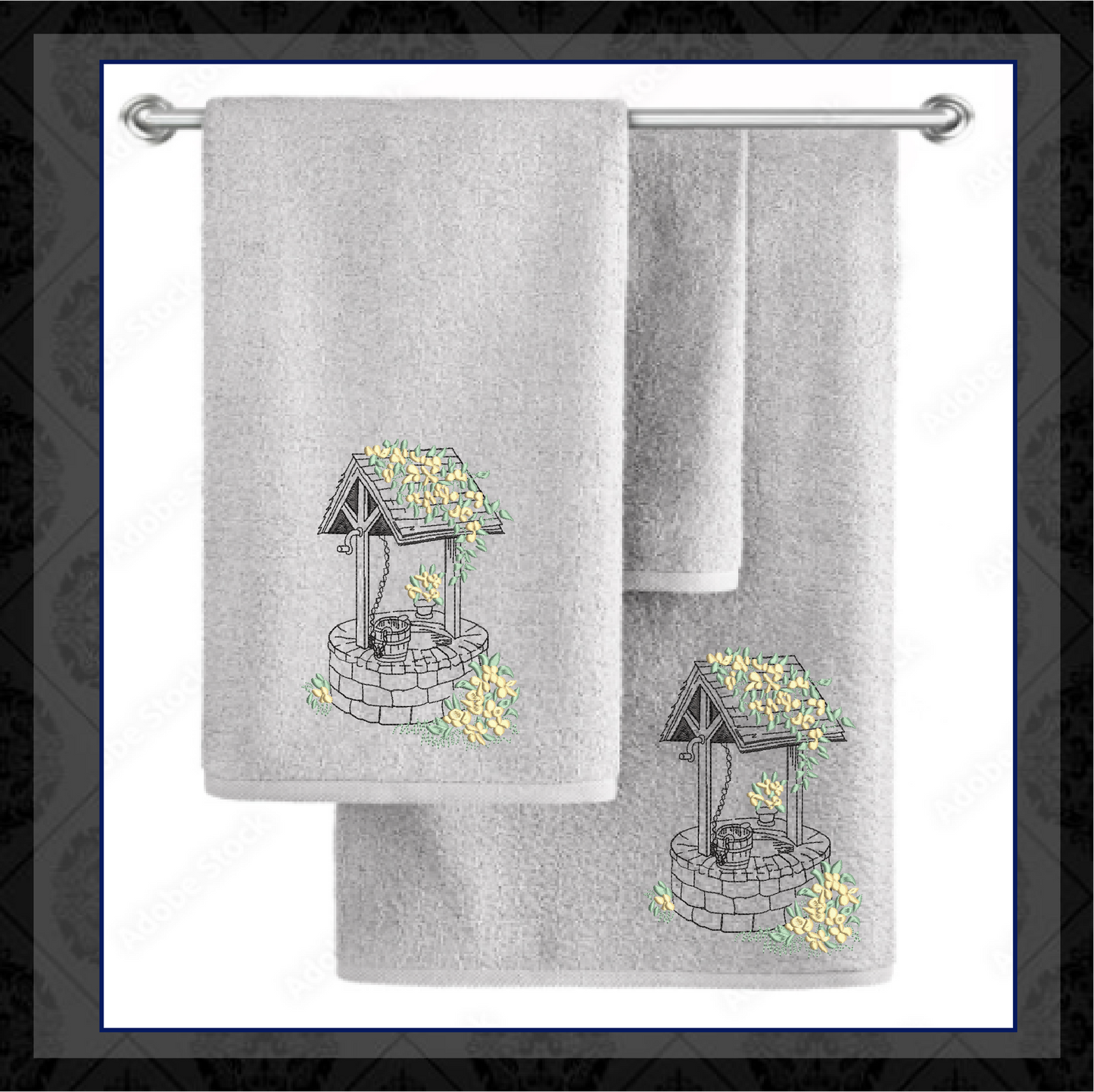 Wishing Well Machine Embroidery Design | Artistic Sketch Landscape | Home and Garden Line Art | 6 Sizes (0732)