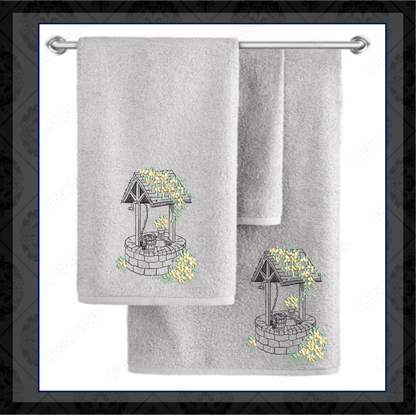 Wishing Well Machine Embroidery Design | Artistic Sketch Landscape | Home and Garden Line Art | 6 Sizes (0732)