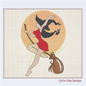 Witch Flying Machine Embroidery Design | Halloween Witch Silhouette on Broom & Full Moon | Spooky Halloween Design | 8 Sizes (0898)