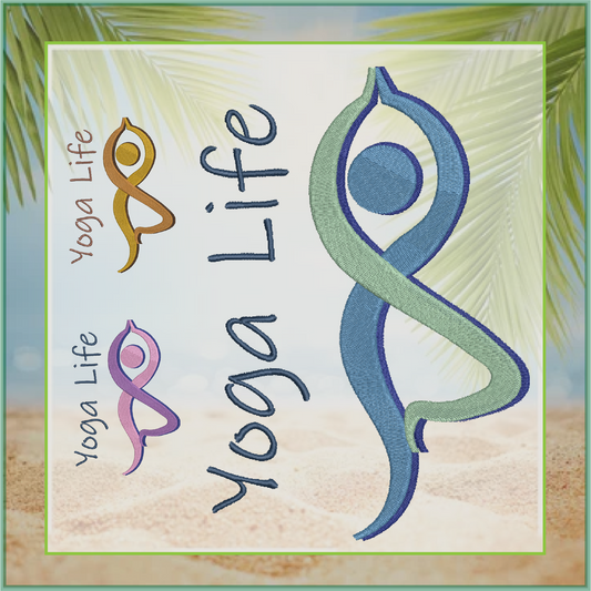 Yoga Life Machine Embroidery Design – Sports & Fitness Pose Embroidery Pattern, 8 Sizes (0624)