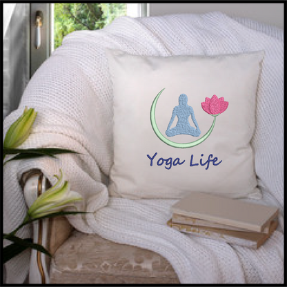 Yoga Life Machine Embroidery Design - Yoga Lotus Flower Embroidery - Sports and Fitness Embroidery Designs, 8 Sizes (0627)