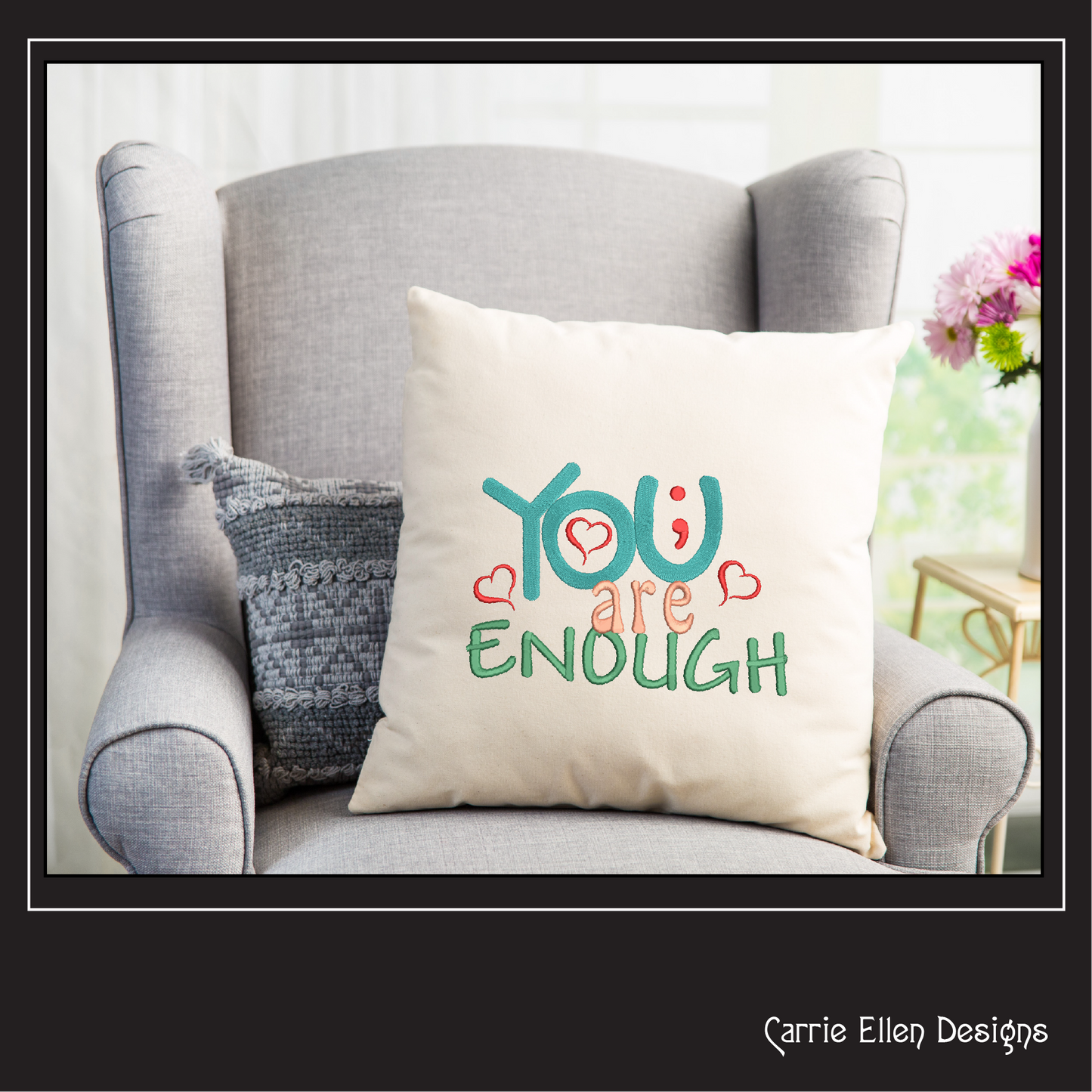 You Are Enough Machine Embroidery Design | Inspirational Quote for Positive Mindset | Woke Saying for Apparel, Gifts & Decor | 6 Sizes (1751)