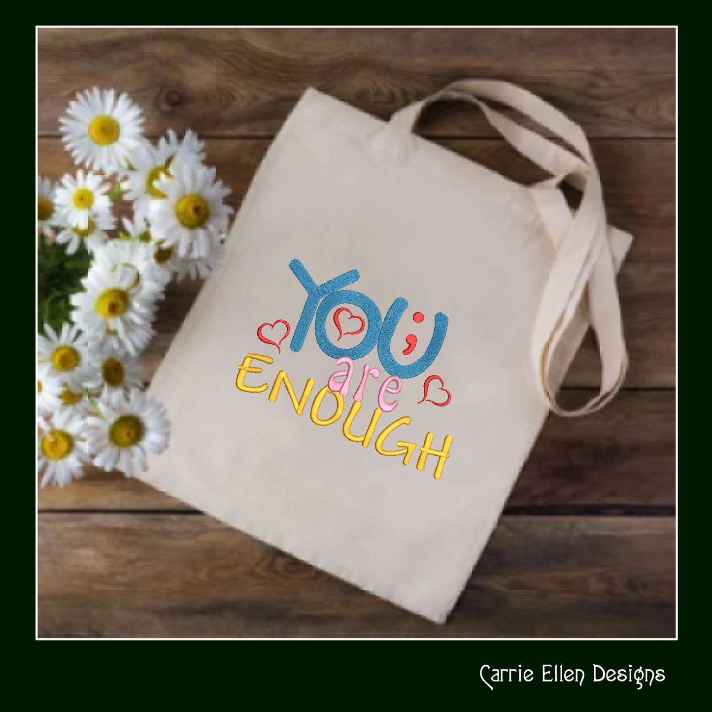 You Are Enough Machine Embroidery Design | Inspirational Quote for Positive Mindset | Woke Saying for Apparel, Gifts & Decor | 6 Sizes (1751)