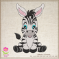 Zebra Machine Embroidery Design – Sitting Cartoon Zebra for Baby & Kids – Cute Jungle Animal Embroidery – 6 Sizes (0228)