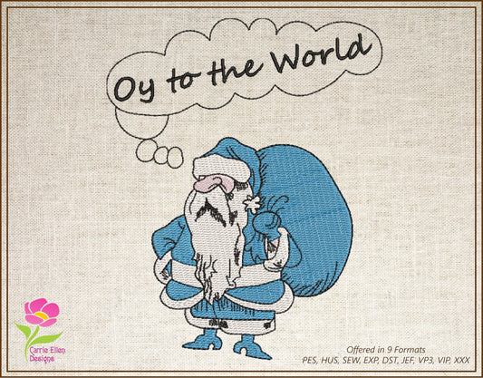 Hanukkah Harry Machine Embroidery Design, Chrismukkah Embroidery Pattern. Jewish Santa Design, Jewish Christmas, 6 Sizes (0155)