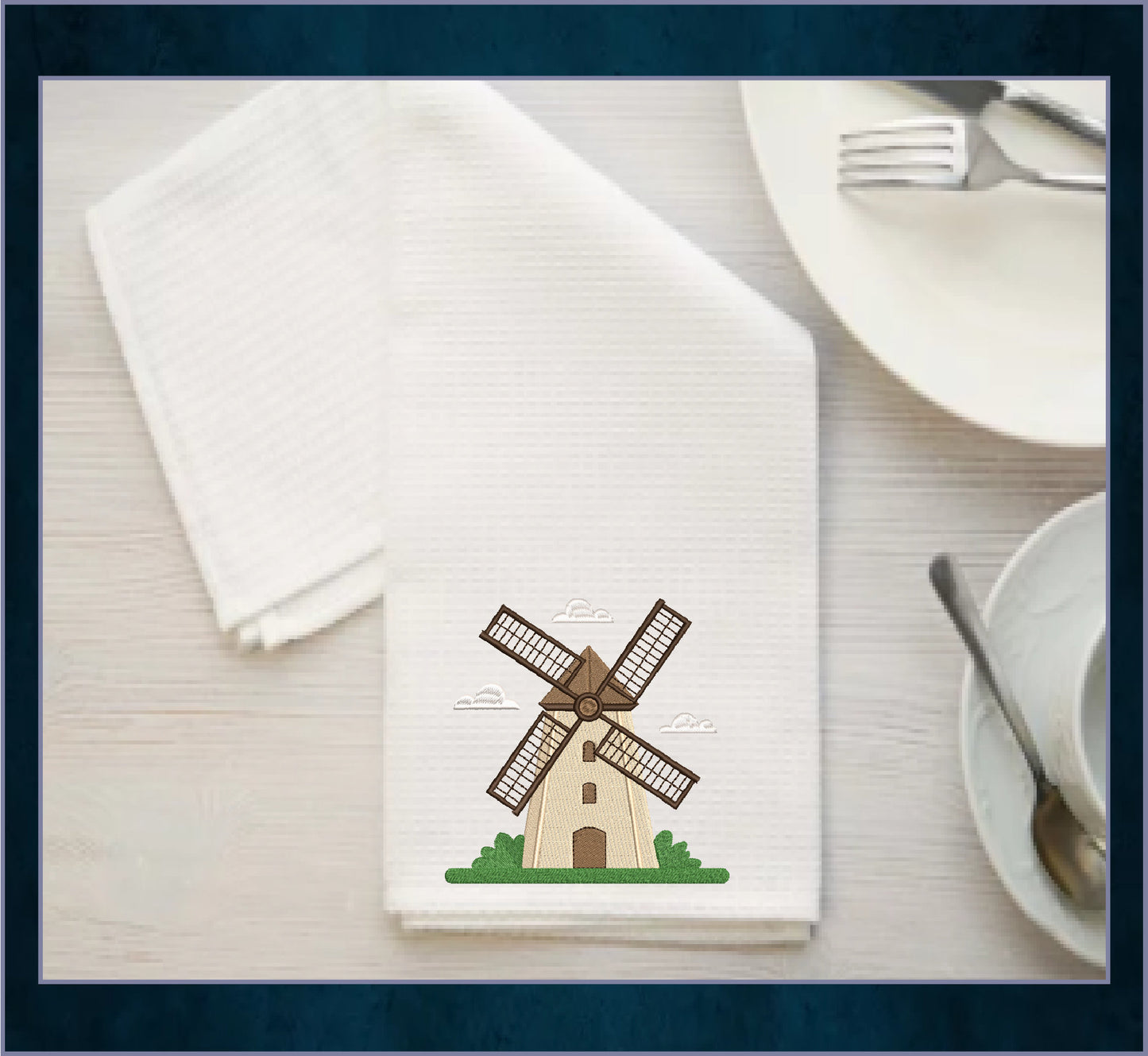 Windmill Machine Embroidery Design - Farm & Dutch Windmill - Landscape Building Embroidery File, 8 Sizes (0643)