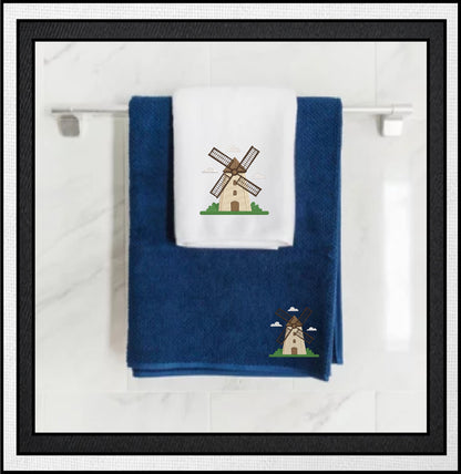 Windmill Machine Embroidery Design - Farm & Dutch Windmill - Landscape Building Embroidery File, 8 Sizes (0643)