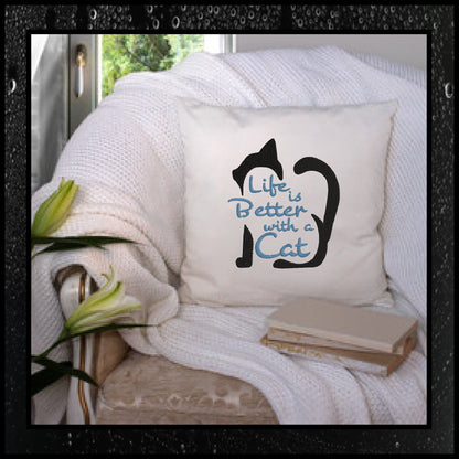 Life is Better with a Cat Embroidery Design, Cat Lover Saying, Digital Machine Embroidery File, 8 Sizes (0387)