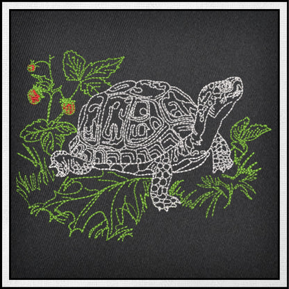 Turtle Machine Embroidery Design, Tortoise Sketch Embroidery Design, Redwork Line Art Animal Pattern, 4 Sizes (0444)