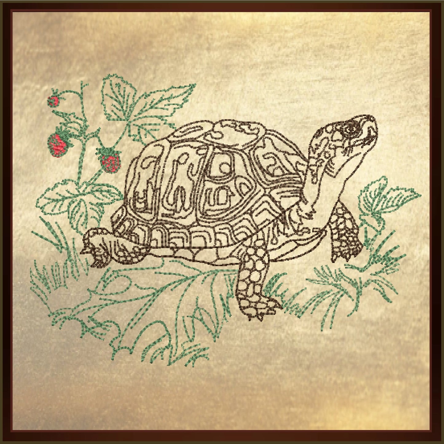 Turtle Machine Embroidery Design, Tortoise Sketch Embroidery Design, Redwork Line Art Animal Pattern, 4 Sizes (0444)