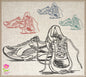 Sneakers Machine Embroidery Design Sketch – Running Shoes Embroidery Pattern, Track and Field Sports Design, 6 Sizes (0527)