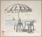 Beach Chair and Umbrella Machine Embroidery Sketch Design – Summer Vacation with Drinks at the Beach Landscape, 6 Sizes (0531)