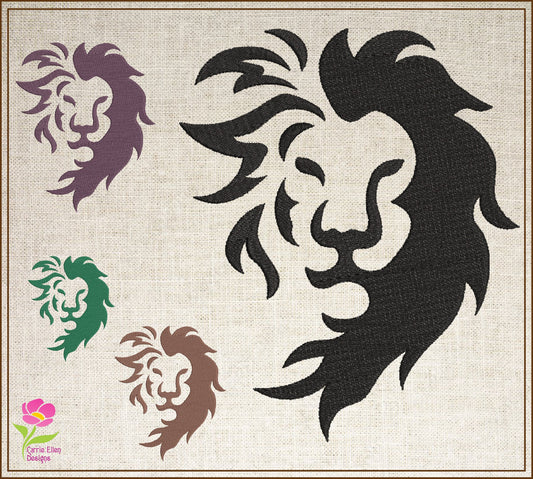 Lion Head Silhouette Machine Embroidery Design – Bold Animal Logo, Large Cat Embroidery Pattern, 6 Sizes (0532)