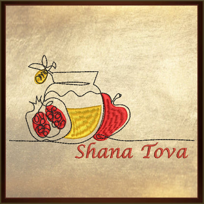 Rosh Hashana Machine Embroidery Design – Shana Tova Jewish Holiday Pattern, Judaica Embroidery, 8 Sizes (0504)