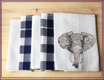 Elephant Head Machine Embroidery Sketch Design – Safari Animal Line Art Pattern, Large Land Animal, 6 Size (0521)