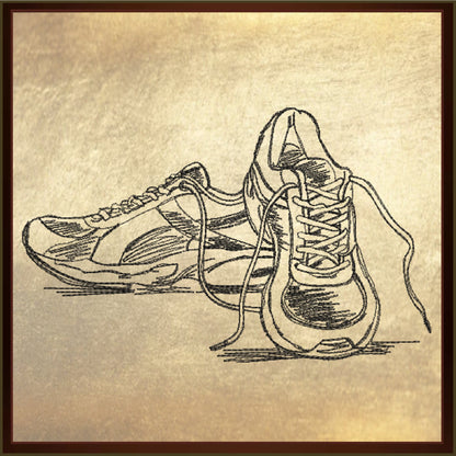 Sneakers Machine Embroidery Design Sketch – Running Shoes Embroidery Pattern, Track and Field Sports Design, 6 Sizes (0527)