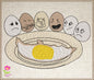 Fry-Day Machine Embroidery Design – Funny Fried Egg Funeral Scene, Breakfast Humor Pattern, 6 Sizes (0612)