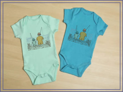 Father and Son Fishing Machine Embroidery Design, Father’s Day Design, Dad and Son Fishing on the Dock Sketch Design, 6 Sizes (0680)