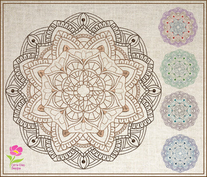 Mandala Lace Machine Embroidery Design | Pattern Swirls Embroidery | Mandala Line Art | Spiritual Design | 6 Sizes (0684)