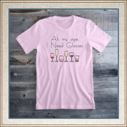 Wine Glass Saying Machine Embroidery Design | At My Age I Need Glasses | Funny Quotes | 6 Sizes (0697)