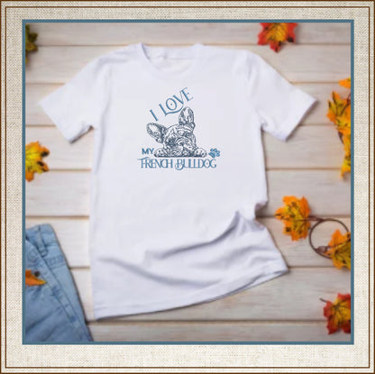 I Love My French Bulldog Sketch Machine Embroidery Design, Dog Embroidery Pattern, Frenchie Embroidery, Pet Animal Embroidery, 8 Sizes (0332)