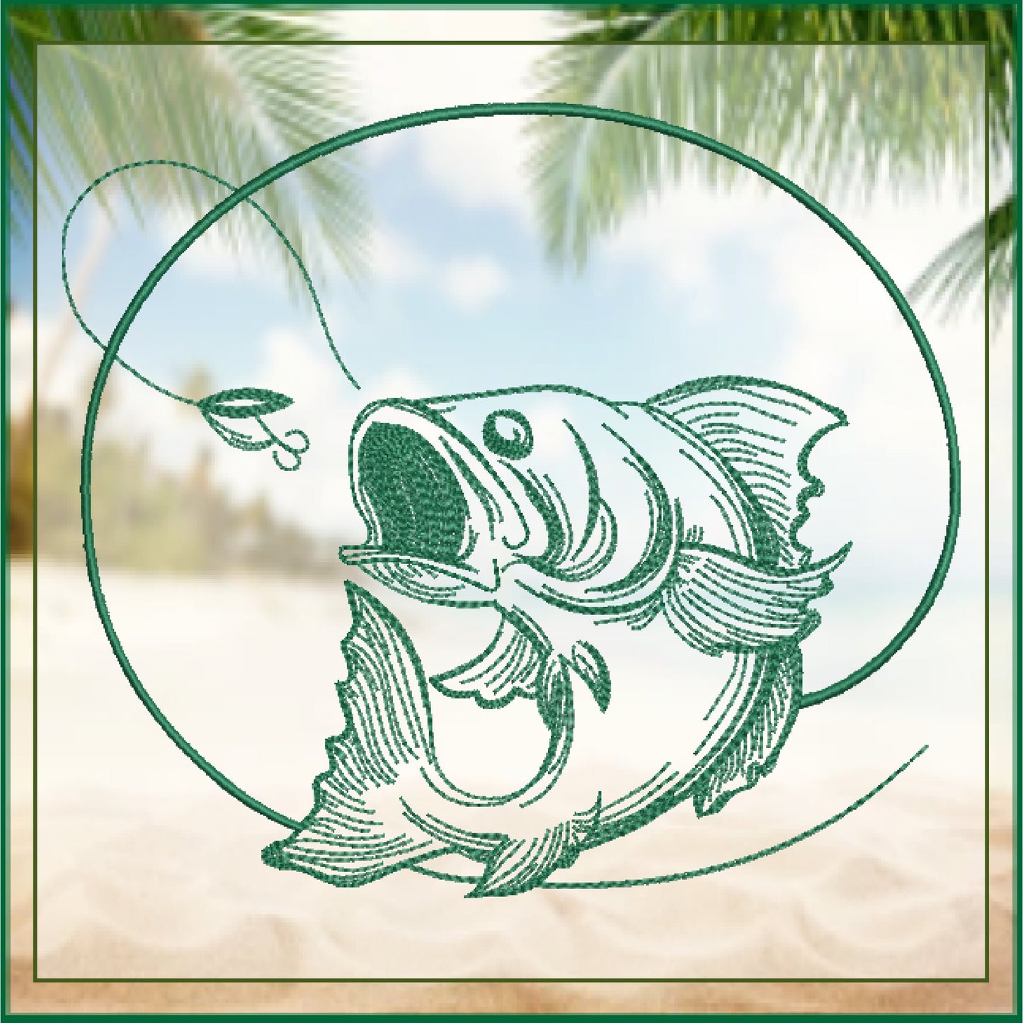 Bass Fishing Machine Embroidery Design | Wide Mouth Bass Sketch | Fishing Embroidery | 6 Sizes (0711)