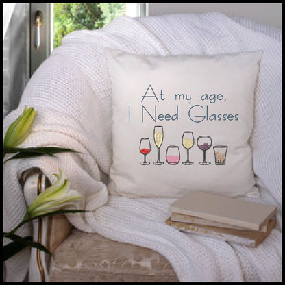 Wine Glass Saying Machine Embroidery Design | At My Age I Need Glasses | Funny Quotes | 6 Sizes (0697)