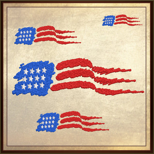 American Flag Machine Embroidery Design | Abstract USA Flag | 4th of July & Memorial Day Patriotic Embroidery | 6 Sizes (0713)