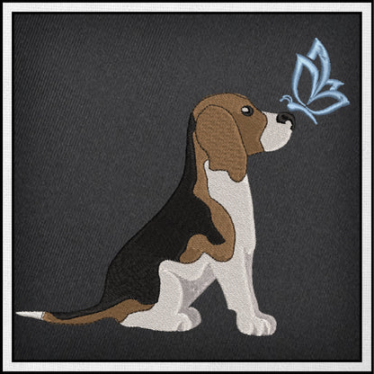 Beagle Profile Machine Embroidery Design | Pet Dog with Butterfly | Animal Embroidery Design | 6 Sizes (0742)