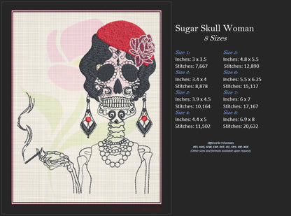 Sugar Skull Couple Machine Embroidery Design Bundle | Day of the Dead Skeletons | Dia De Los Muertos Embroidery | 2 Designs, 8 Sizes (0844)