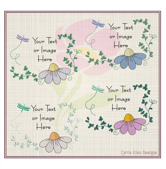 Daisy Flower Wreath Machine Embroidery Design | Floral Wreath Frame for Monograms | Embroidery Design Elements | 8 Sizes (0827)