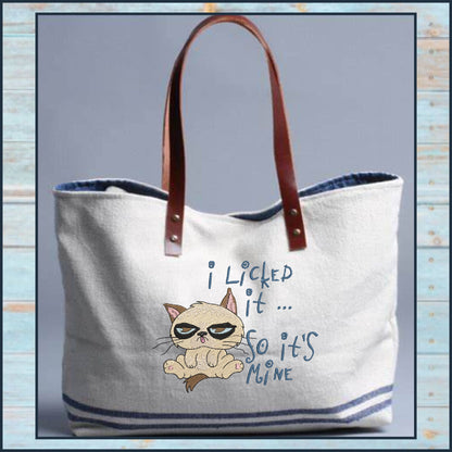 Grumpy Cat Machine Embroidery Design | I Licked It, It's Mine Embroidered Saying | Humorous Sayings & Quotes | 8 Sizes (0845)