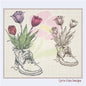 Combat Boot with Flowers Machine Embroidery Design | Floral Military Boot Sketch | Army Boot Embroidery Pattern | 8 Sizes (0926)