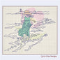 Vintage Walk on the Beach Machine Embroidery Design | Classic Beach Day Scene | Girl on Sandy Shoreline with Waves | 8 Sizes (0861)
