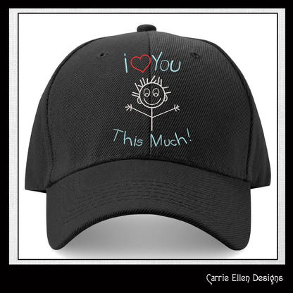 I Love You This Much – Stick Figure Machine Embroidery Design | Cute Kid Saying, 8 Sizes (1141)