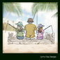 Father and Daughters Fishing Machine Embroidery Sketch Design, Father’s Day Line Art Design, Dad and Girls Fishing on a Dock Sketch Embroidery, 8 Sizes (1182)