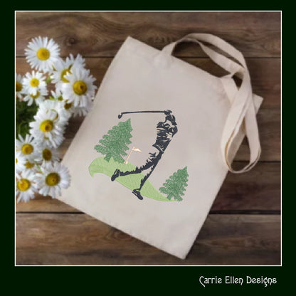 Golfer Silhouette Machine Embroidery Design | Golf Swinging Pose | Sport Lover Embroidery | 6 Sizes (1700)
