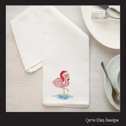 Christmas Flamingo Machine Embroidery Design – Festive Bird with Santa Hat, Holiday Embroidery Pattern, 6 Sizes (2123)