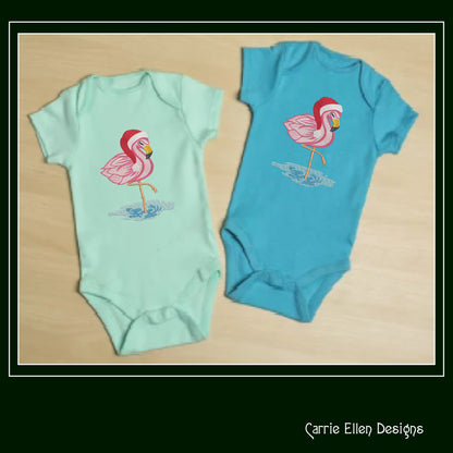 Christmas Flamingo Machine Embroidery Design – Festive Bird with Santa Hat, Holiday Embroidery Pattern, 6 Sizes (2123)