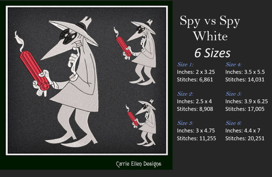 Spy vs. Spy Machine Embroidery Design Bundle, Good and Evil Bomb and Dynamite Cartoon, 2 individual designs, 6 Sizes Each (2232)