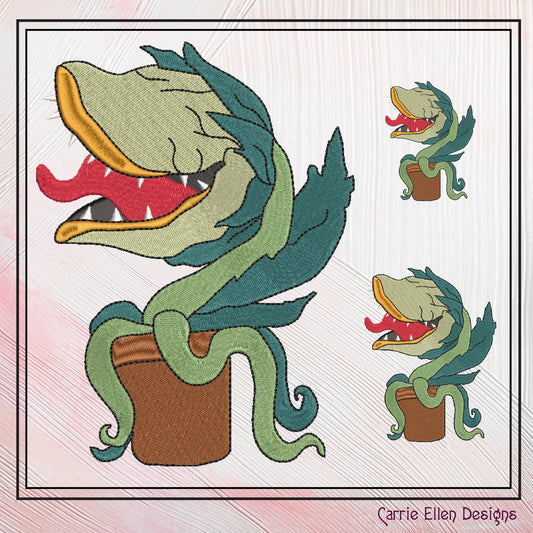Audrey 2 Classic Horror Character Machine Embroidery Design, Little Shop Of Horrors Monster Plant, 6 sizes (2178)