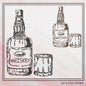 Whiskey Bottle Sketch Machine Embroidery Design, Alcohol Beverage and High Ball Glass Design, Line Art Embroidery, 6 Sizes (2291)