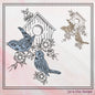 Birds and Birdhouse Machine Embroidery Sketch Design, Artistic Drawing Embroidery Design, Bluebirds and Flowers, 6 Sizes (2269)