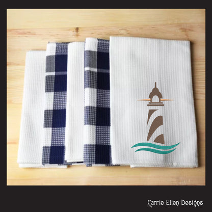 Lighthouse Machine Embroidery Design – Coastal Island Seaside Landscape Pattern, 6 Sizes (0463)